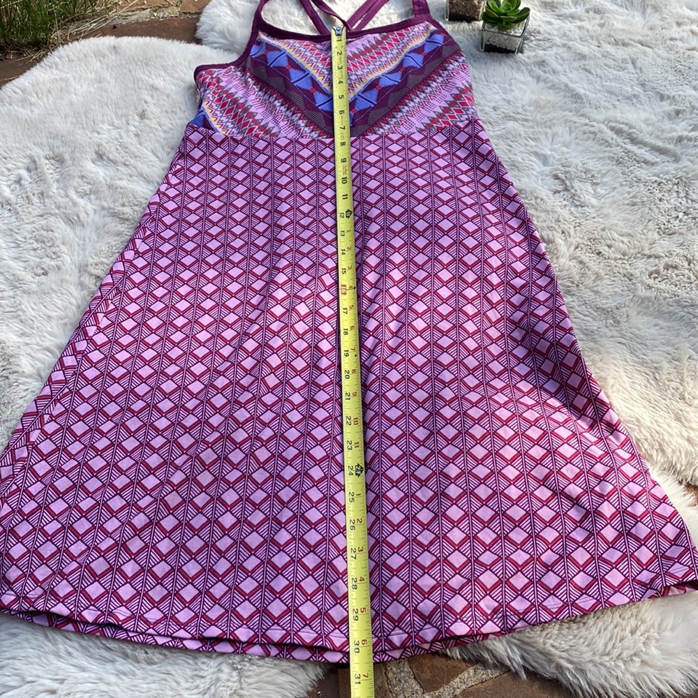 Prana Cora Cross Back Violet Purple Printed Dress Size Small - Picture 3 of 11